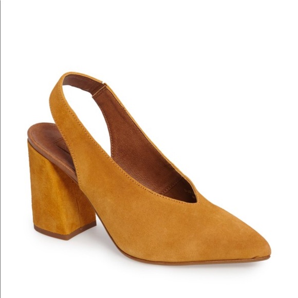 mustard slingback shoes
